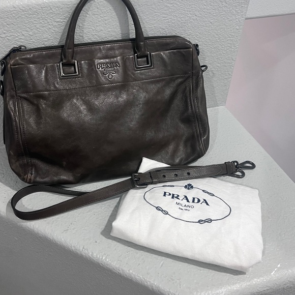Prada Handbags - Prada Dark Brown Leather Crossbody Bag - calfskin